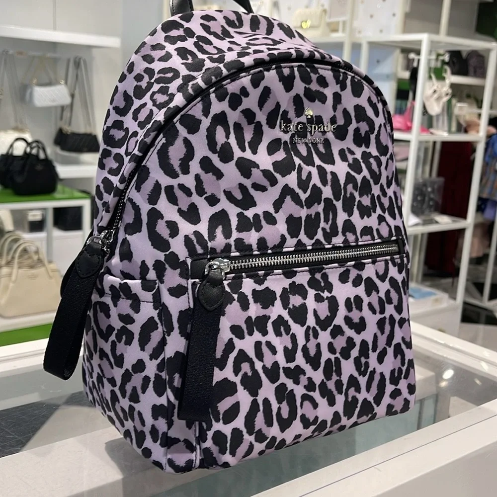 Kate Spade Chelsea Spotted Leopard Medium Backpack Violet Mist NWT